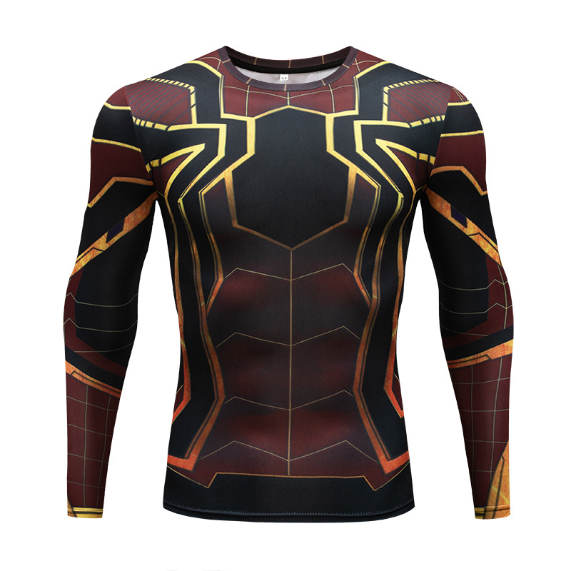 3D T-Shirt Sports Fitness Clothing Super Hero America Fashion Transcendence Expedition Spider Tights Men's Long Sleeve