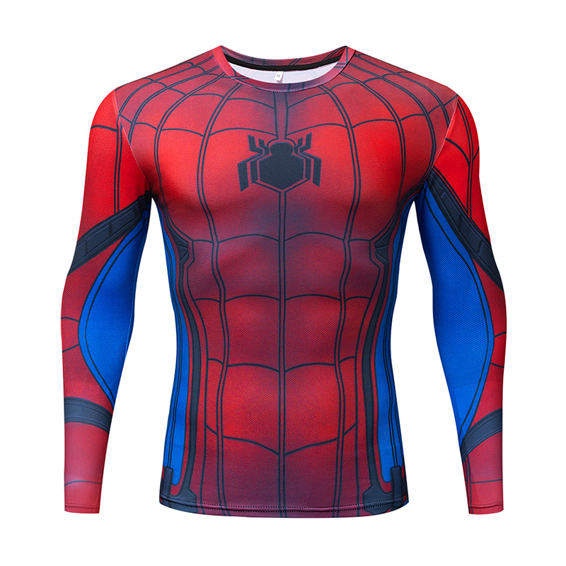 3D T-Shirt Sports Fitness Clothing Super Hero America Fashion Transcendence Expedition Spider Tights Men's Long Sleeve