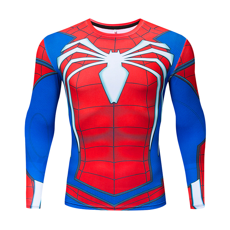 3D T-Shirt Sports Fitness Clothing Super Hero America Fashion Transcendence Expedition Spider Tights Men's Long Sleeve