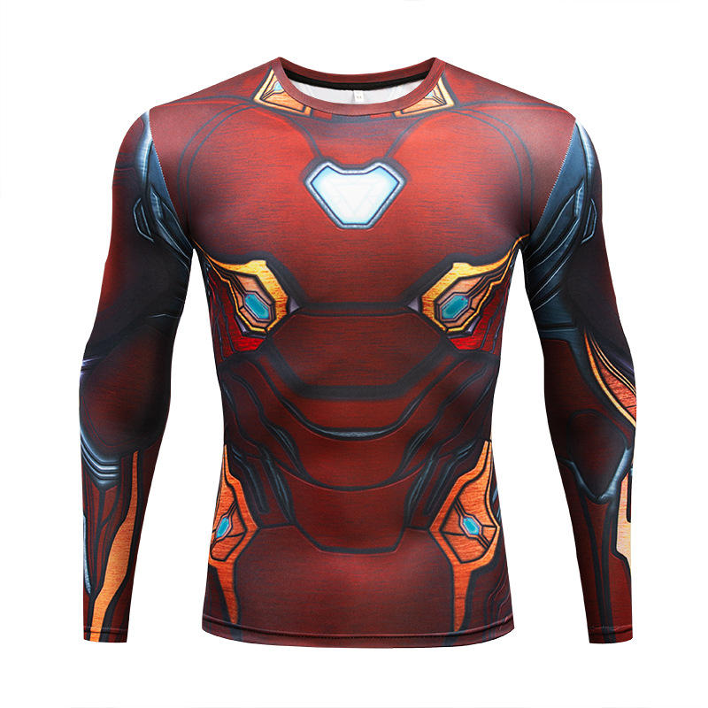 3D T-Shirt Sports Fitness Clothing Super Hero America Fashion Transcendence Expedition Spider Tights Men's Long Sleeve