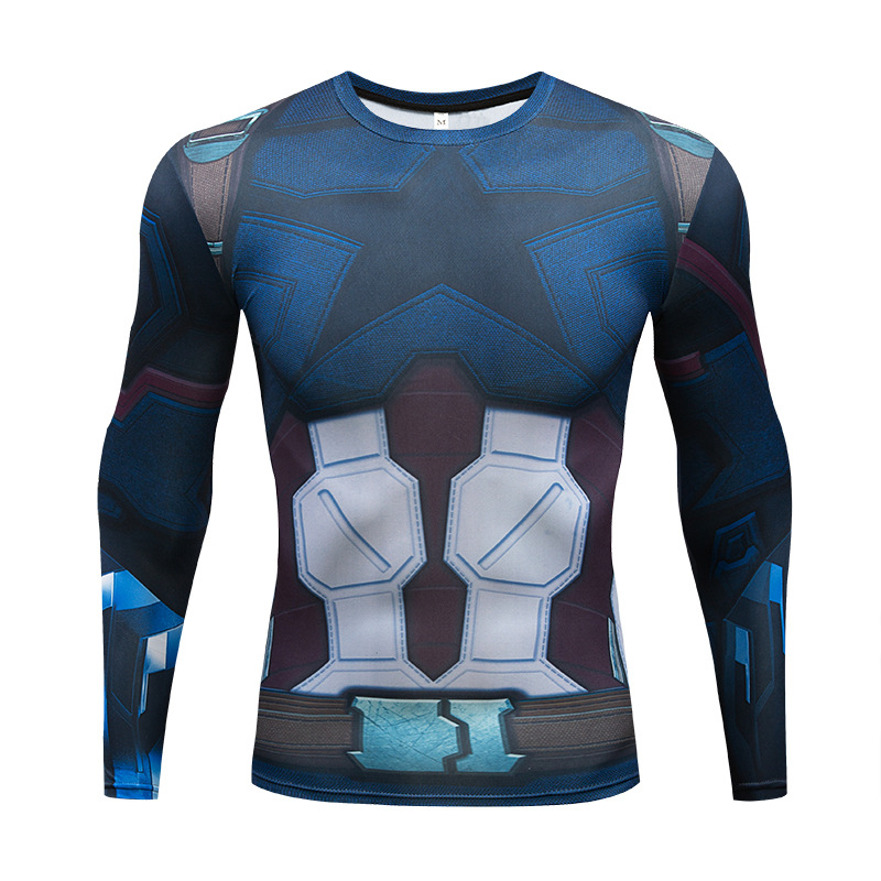 3D T-Shirt Sports Fitness Clothing Super Hero America Fashion Transcendence Expedition Spider Tights Men's Long Sleeve