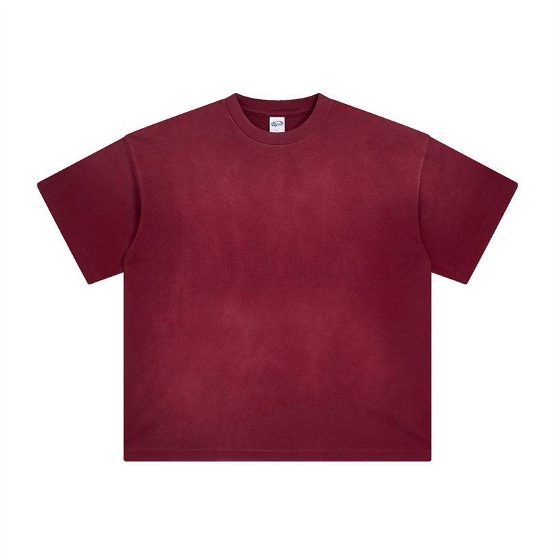 Custom Logo Short Sleeve 100% Cotton 250 GSM Jet Dyeing Men's T-shirt Heavy Weight Oversize Acid Wash Vintage T Shirt for Men