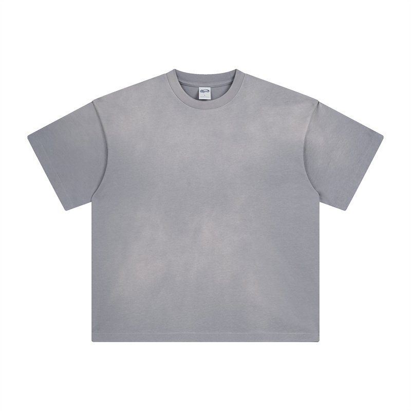 Custom Logo Short Sleeve 100% Cotton 250 GSM Jet Dyeing Men's T-shirt Heavy Weight Oversize Acid Wash Vintage T Shirt for Men