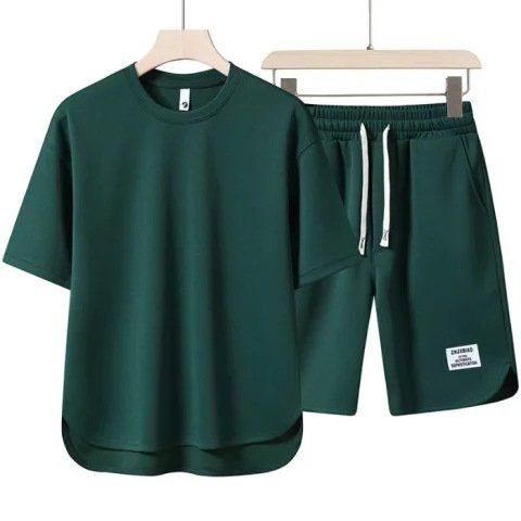 Conyson New Arrival man Sportswear Gym casual solid shirt Short 2 Pieces Shorts Suit Wholesale logo Embroidery Men's T-Shirt Set