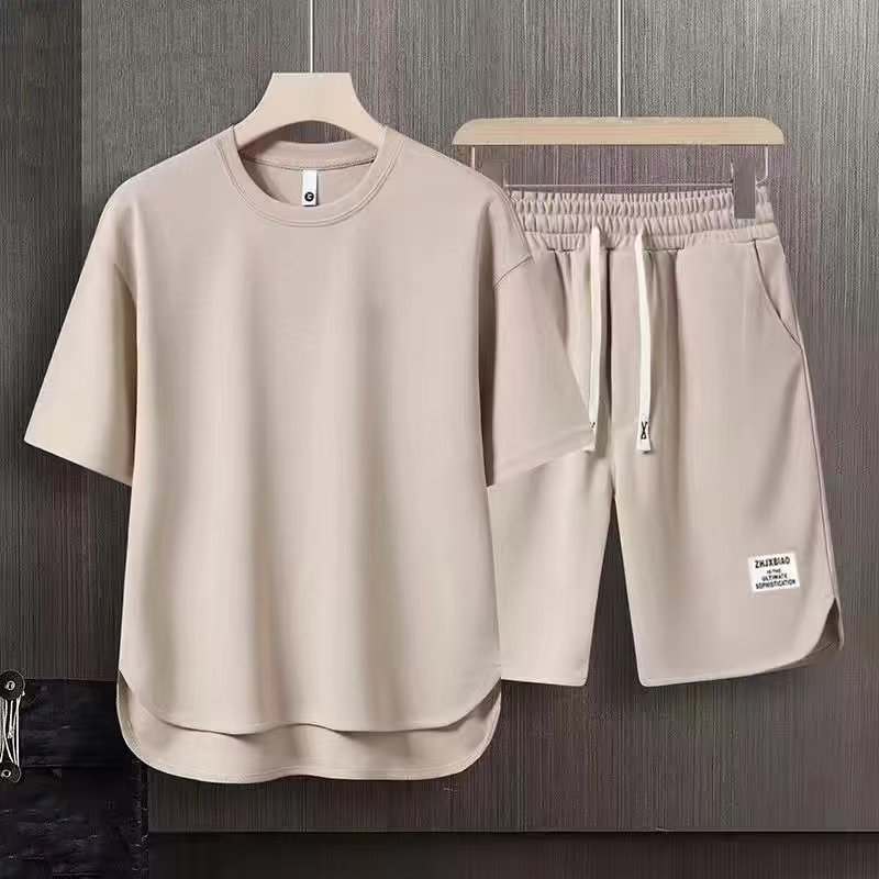 Conyson New Arrival man Sportswear Gym casual solid shirt Short 2 Pieces Shorts Suit Wholesale logo Embroidery Men's T-Shirt Set