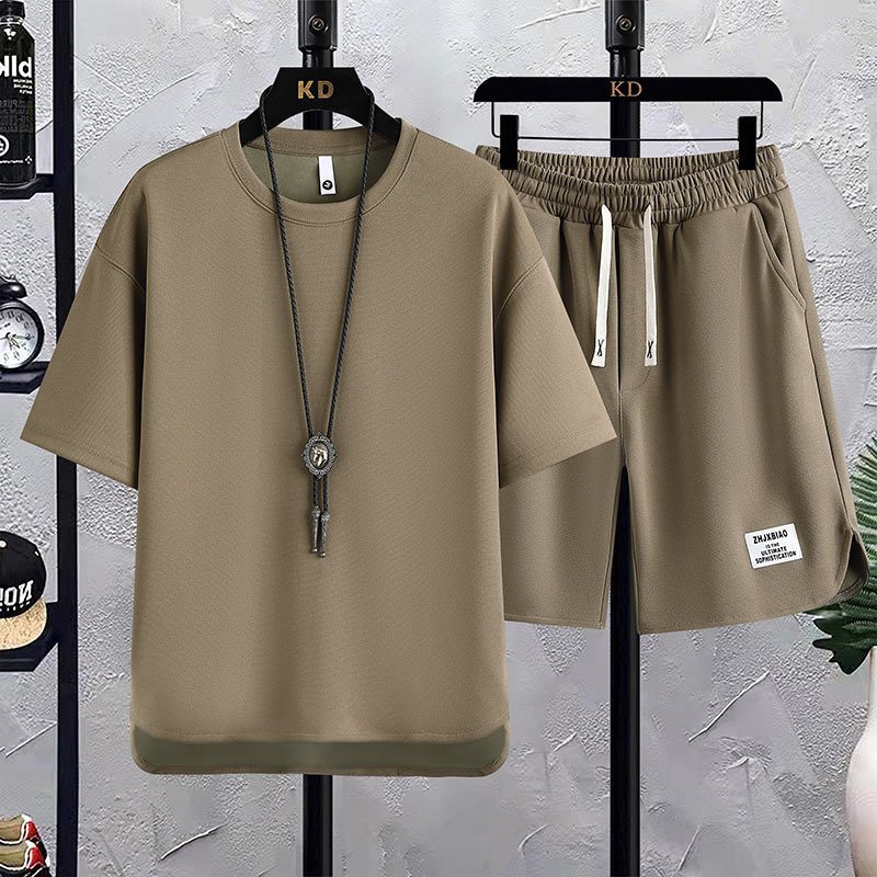Conyson New Arrival man Sportswear Gym casual solid shirt Short 2 Pieces Shorts Suit Wholesale logo Embroidery Men's T-Shirt Set