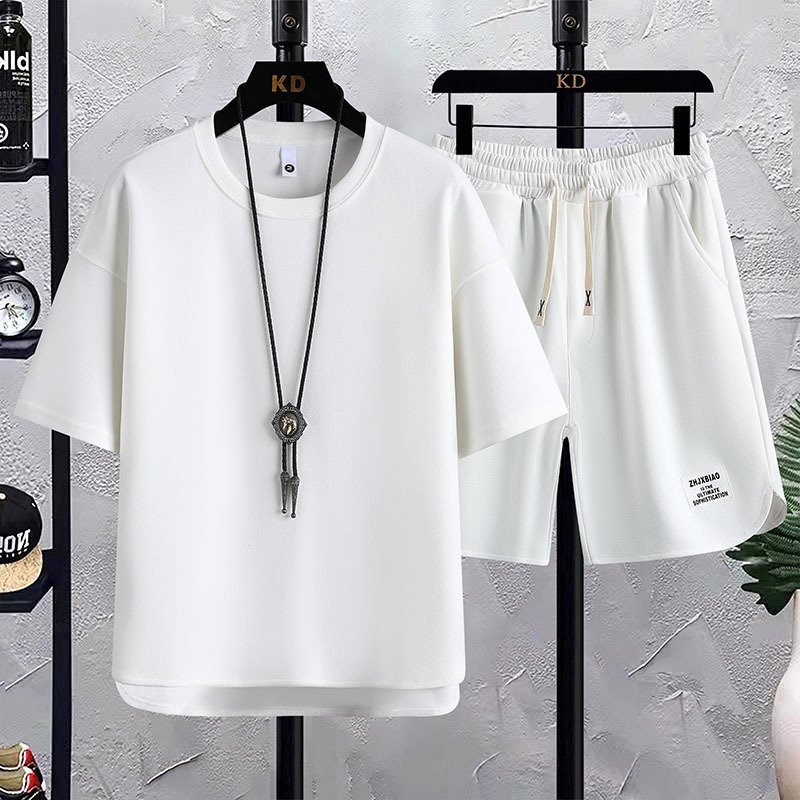 Conyson New Arrival man Sportswear Gym casual solid shirt Short 2 Pieces Shorts Suit Wholesale logo Embroidery Men's T-Shirt Set