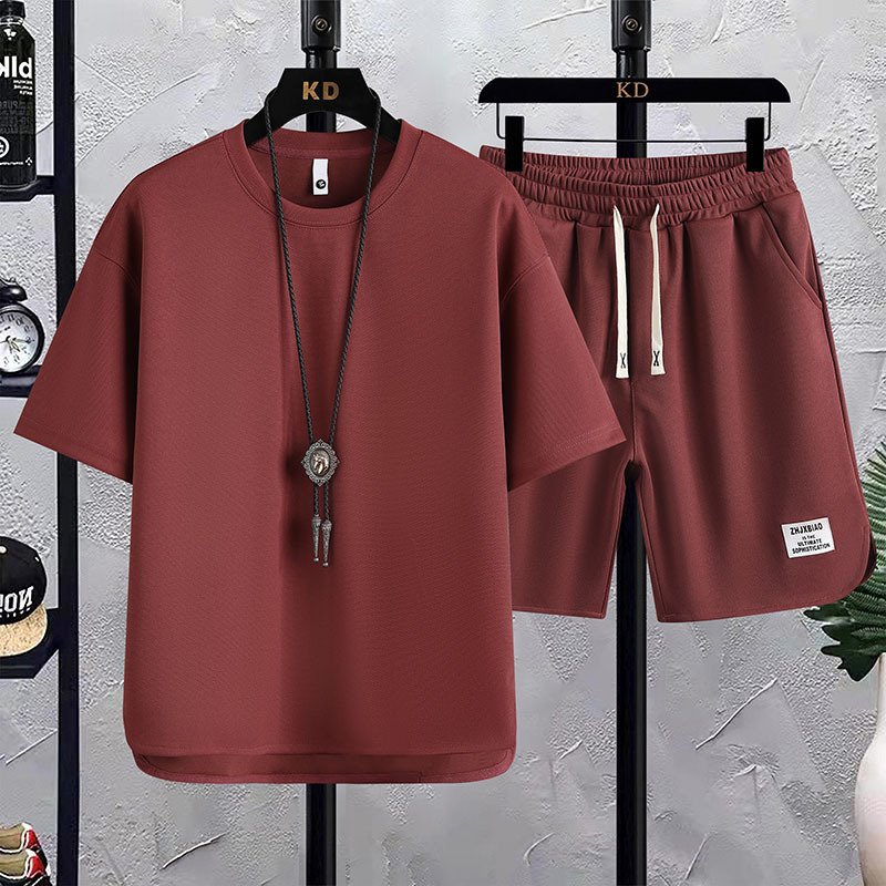 Conyson New Arrival man Sportswear Gym casual solid shirt Short 2 Pieces Shorts Suit Wholesale logo Embroidery Men's T-Shirt Set