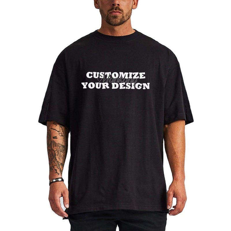 Custom Graphic Drop Shoulder Men's T-shirt clothes Blank Heavyweight Oversized Tshirt 100% Cotton Plain Tee T Shirt For Men