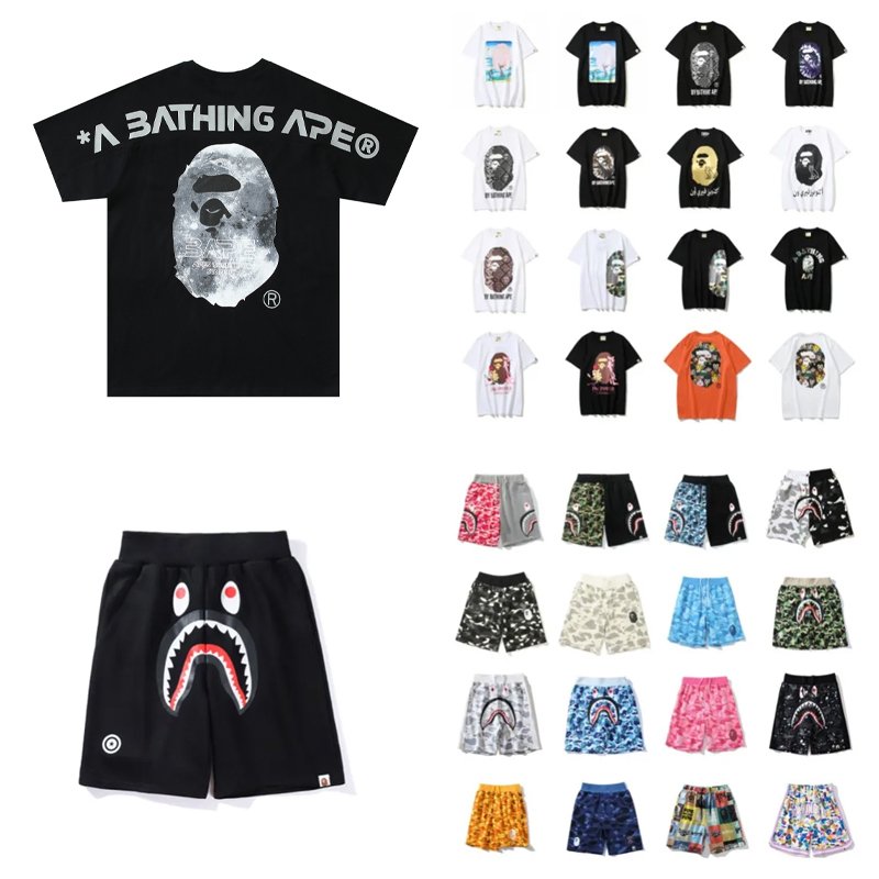 China Factory t shirt bapes shark garcon 2024 New Summer Ape Head ape bapes t shirt Men's T-shirt bapee t shirt street