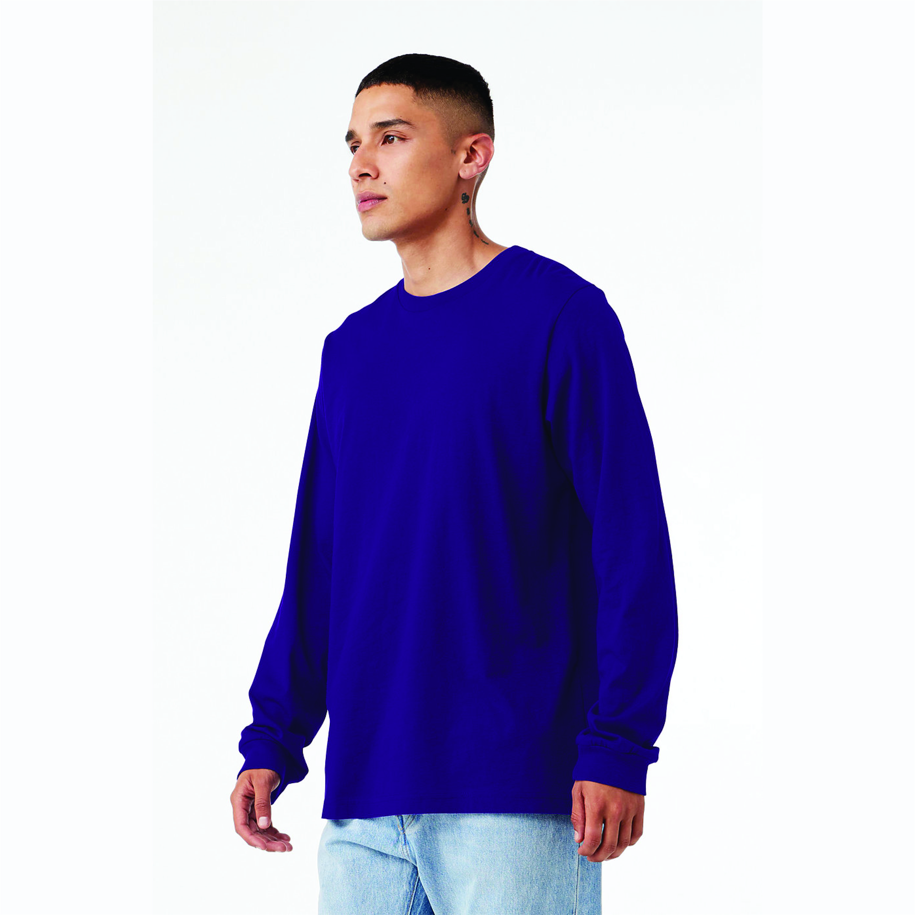 Team Purple Classic Crew Neck Unisex Long Sleeve T-Shirt: 100% Airlume Combed and Ring Spun Cotton, 32 Singles, 4.2 oz