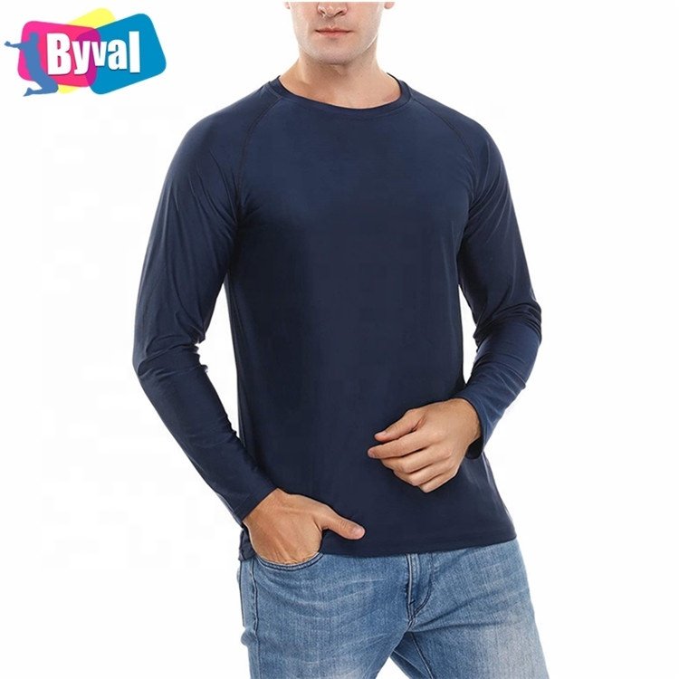 2021 custom men's t-shirts 100% polyester long sleeve plain sport UV tshirts in bulk oversized shirts plus size t shirt for men