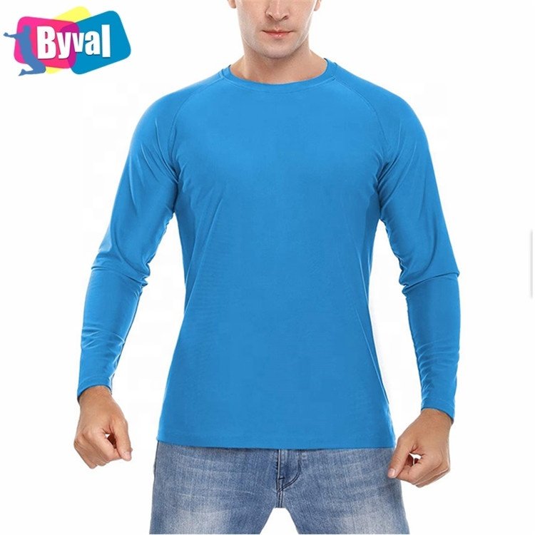 2021 custom men's t-shirts 100% polyester long sleeve plain sport UV tshirts in bulk oversized shirts plus size t shirt for men
