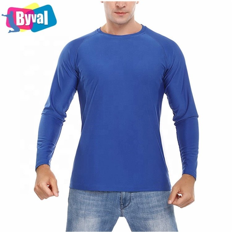 2021 custom men's t-shirts 100% polyester long sleeve plain sport UV tshirts in bulk oversized shirts plus size t shirt for men