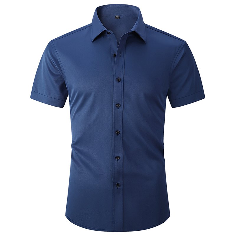 Wholesale Custom Logo Button High Quality classic style Cotton fabric solid Slim Fit Short Sleeve casual men's white shirt