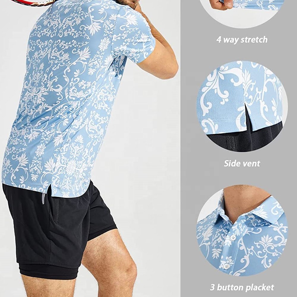 Men's Fit Wear Fully Printed Golf Polo Shirts with Breathable Golf T-Shirts with the Best Material