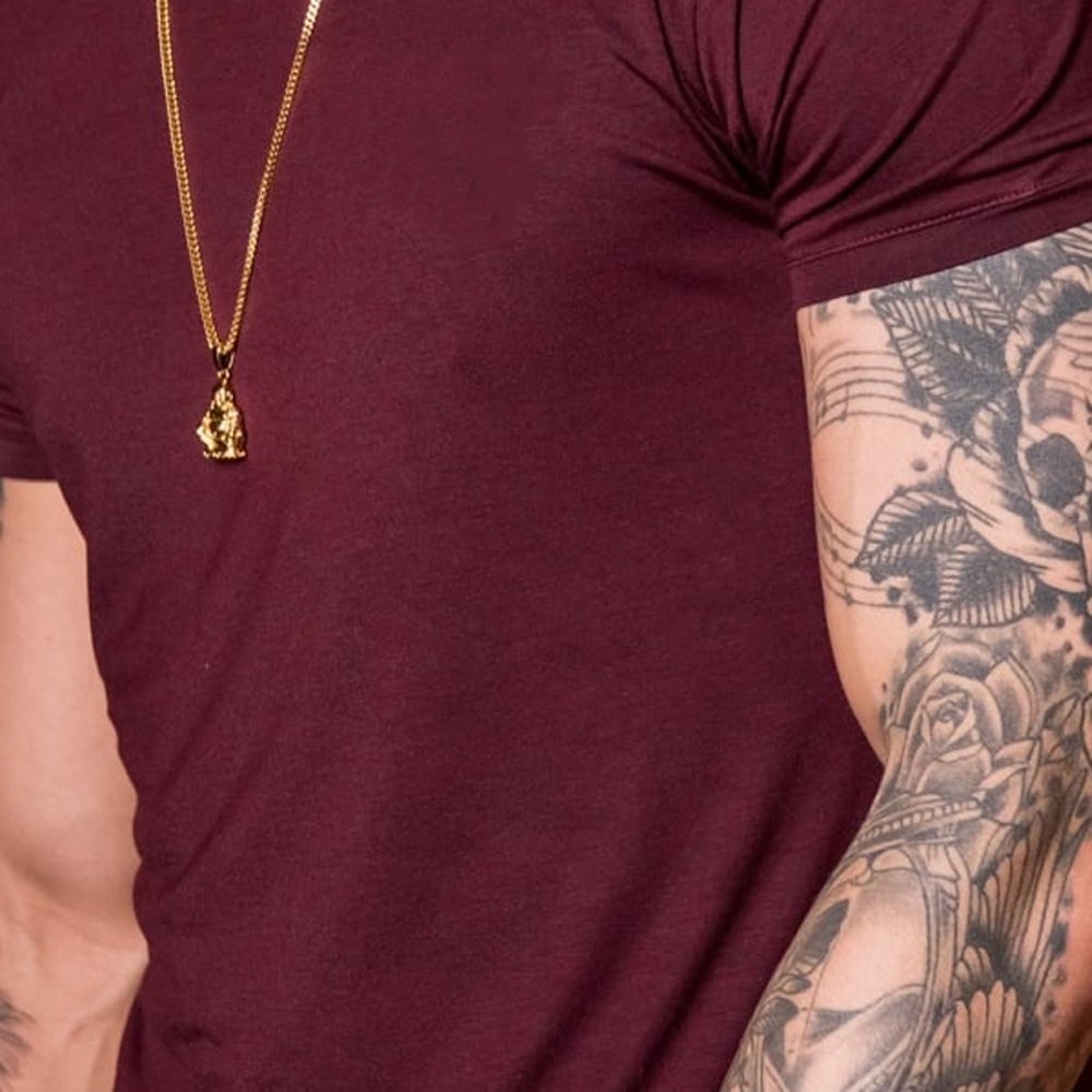 OEM Wholesale 95% Cotton 5% Elastane Men's Slim Fit Tee shirt Longer drop Curved Hem Round Neck Muscle Fitness Mens Gym T-shirts