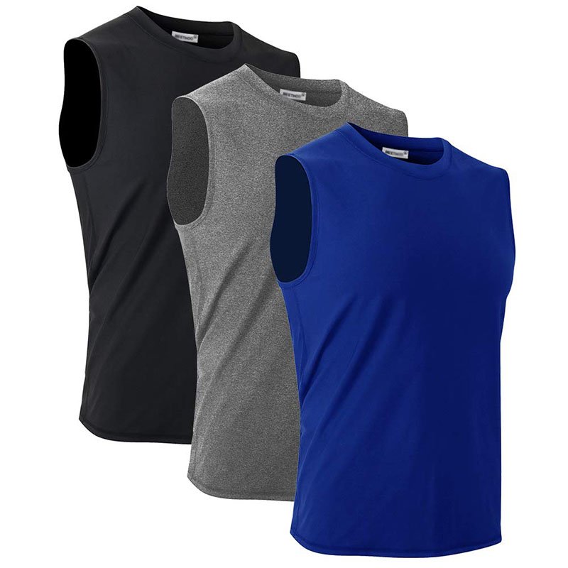 100% Polyester man gym tank top training breathable blank men's t-shirt sleeveless quick dry running singlets vest
