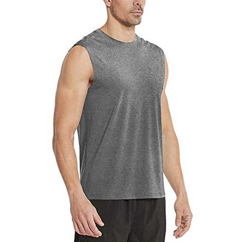 100% Polyester man gym tank top training breathable blank men's t-shirt sleeveless quick dry running singlets vest