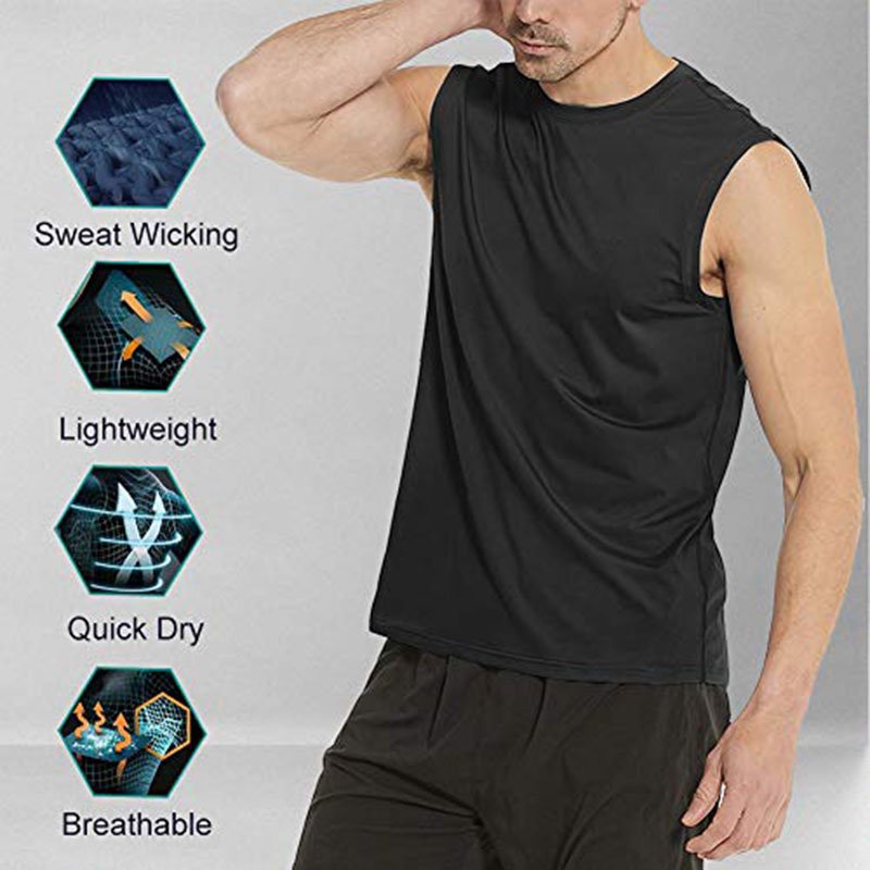 100% Polyester man gym tank top training breathable blank men's t-shirt sleeveless quick dry running singlets vest