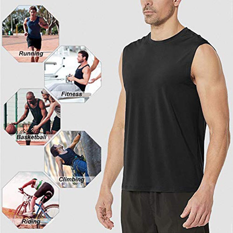 100% Polyester man gym tank top training breathable blank men's t-shirt sleeveless quick dry running singlets vest