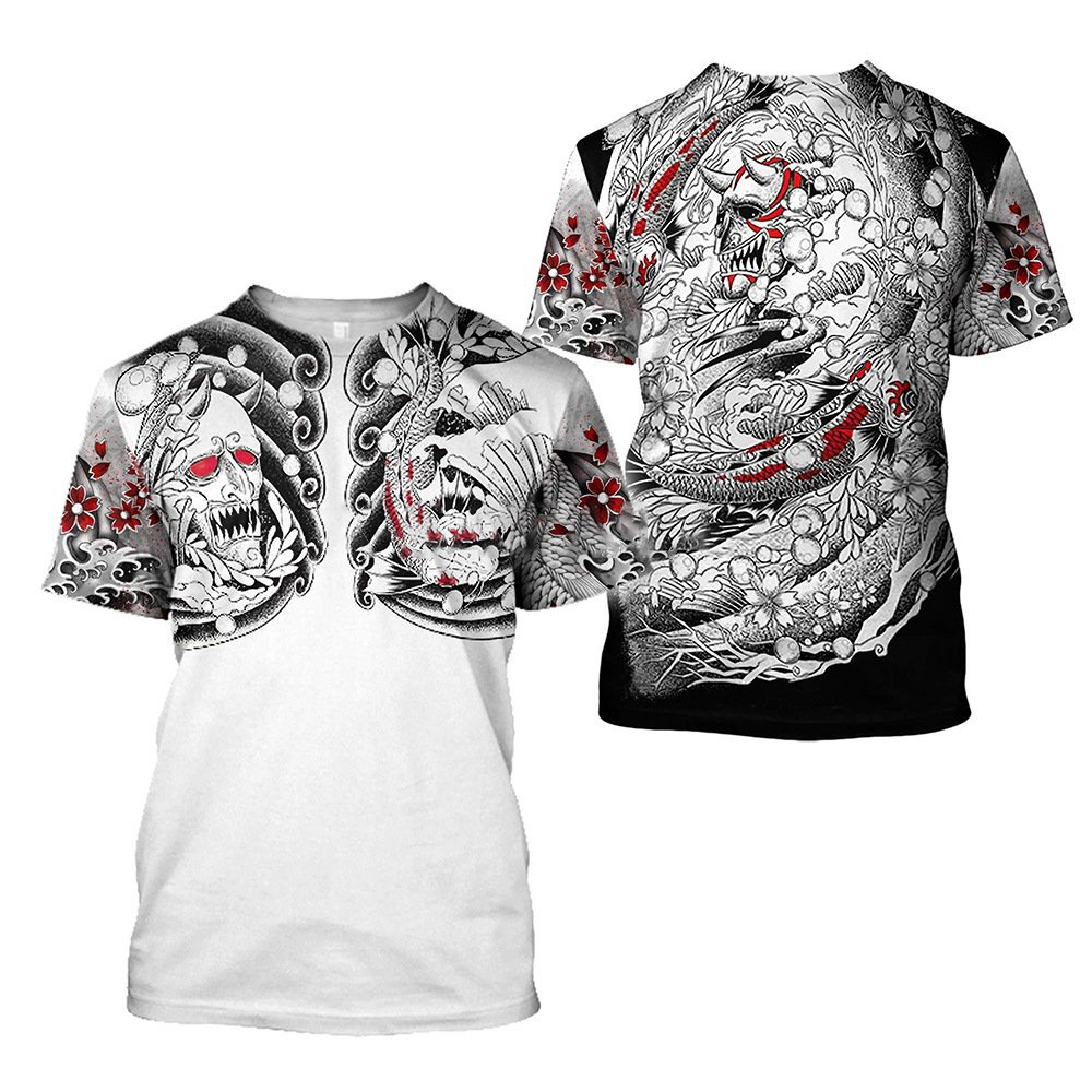 Summer 3D Men's T-Shirt Samurai Print Anime Harajuku Loose O Collar Short Sleeve Surprise Style Street