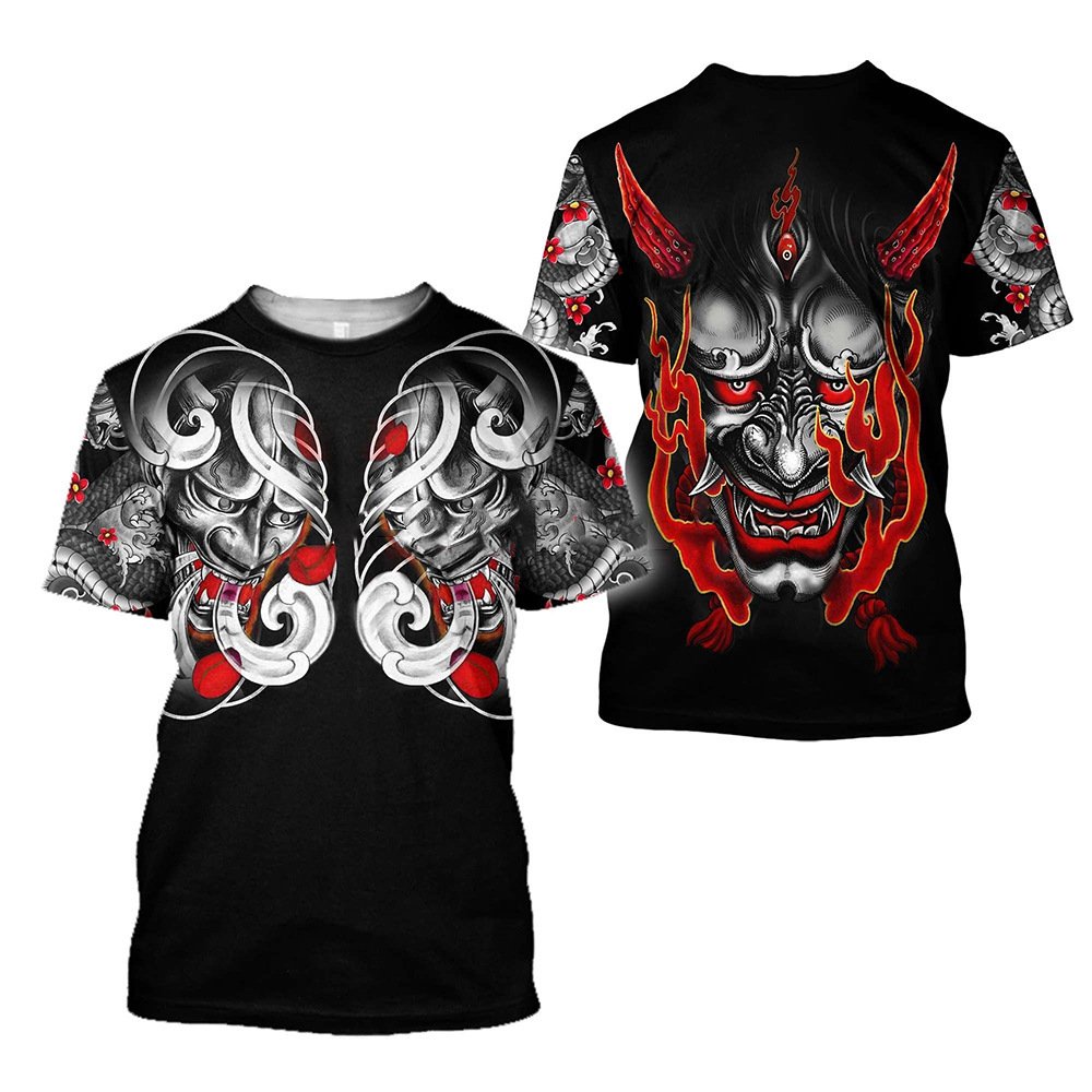 Summer 3D Men's T-Shirt Samurai Print Anime Harajuku Loose O Collar Short Sleeve Surprise Style Street