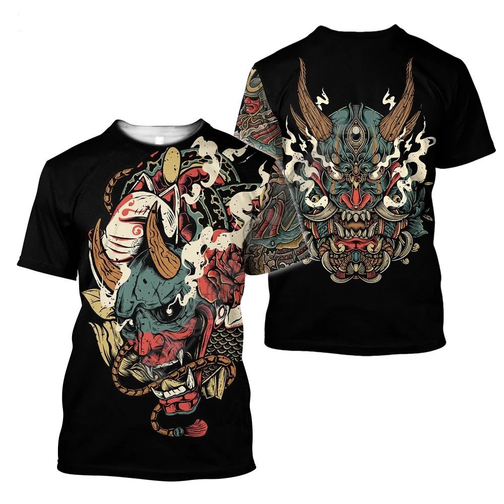 Summer 3D Men's T-Shirt Samurai Print Anime Harajuku Loose O Collar Short Sleeve Surprise Style Street