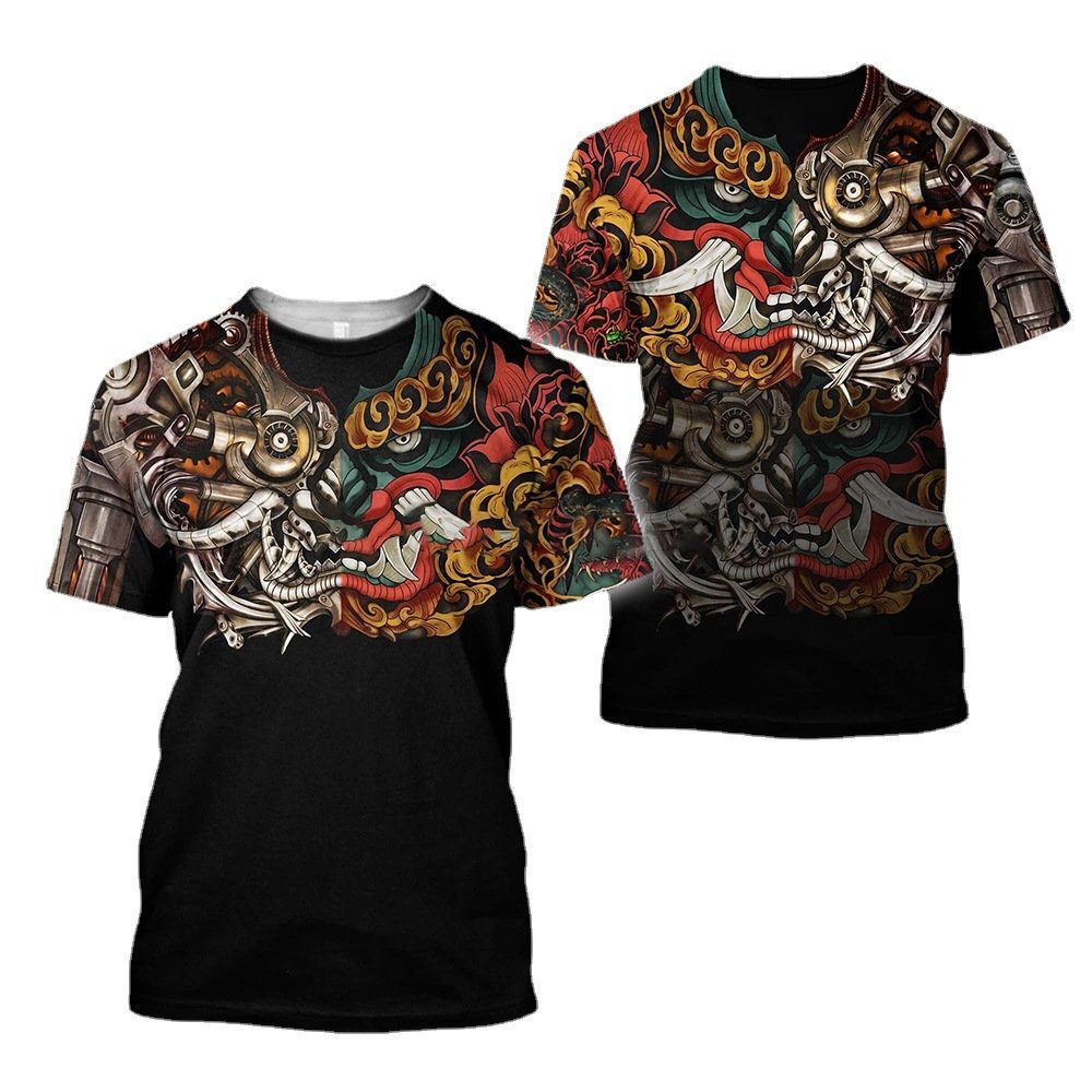 Summer 3D Men's T-Shirt Samurai Print Anime Harajuku Loose O Collar Short Sleeve Surprise Style Street