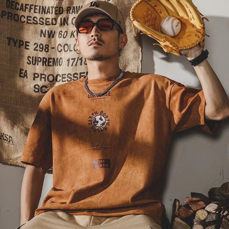 Wholesale American Fashion Loose Short sleeved Men's T-shirts Unisex Summer Men's Half Sleeves Plus Size