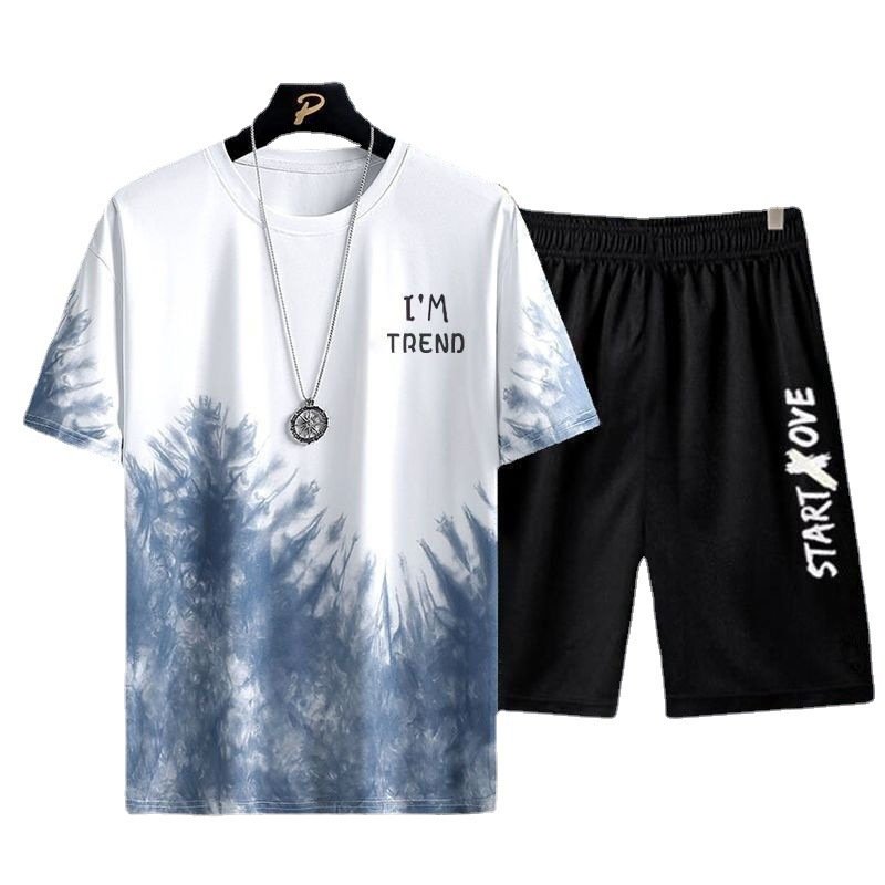 High Quality 100% Cotton Fleece Heavyweight Baggy Running Tracksuits Fashion Design Print Shorts T-shirt Sets Spring Oversized