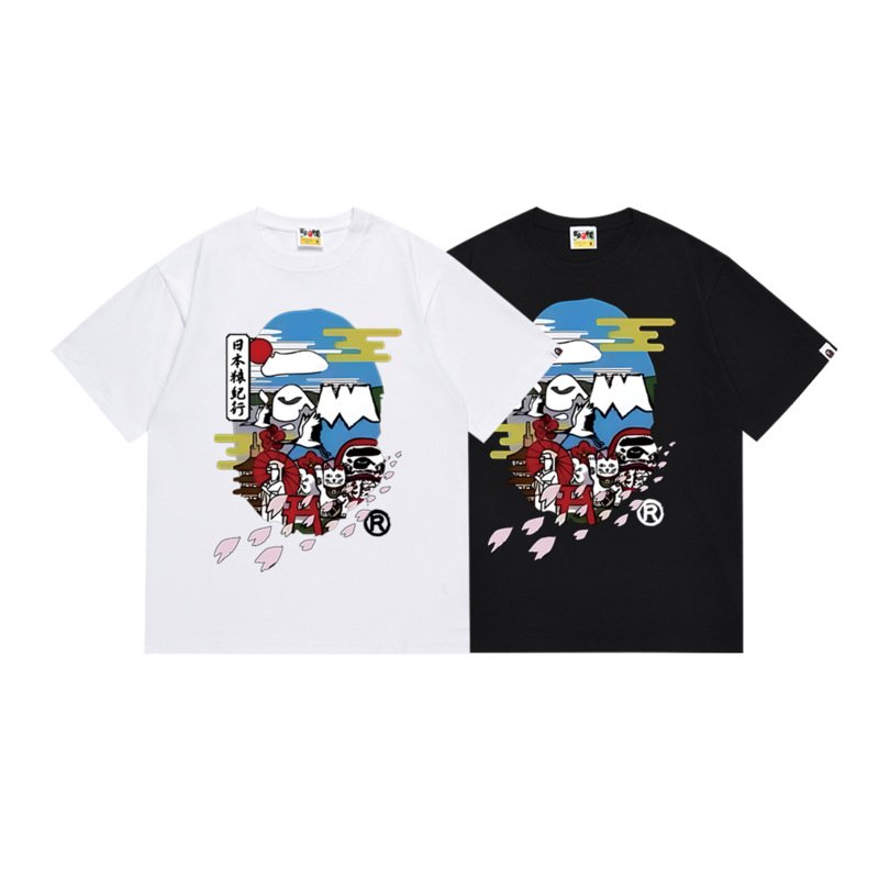 High Quality Print Star Letter Gild Ape T-shirts Casual Loose Short Sleeved Loose Cotton Breathable Men T-shirts