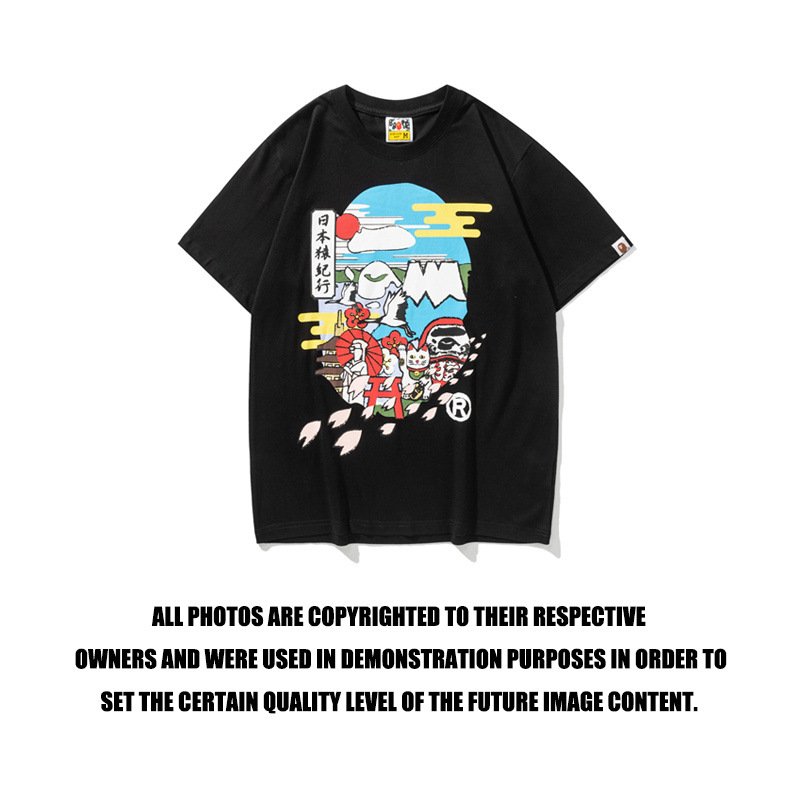 High Quality Print Star Letter Gild Ape T-shirts Casual Loose Short Sleeved Loose Cotton Breathable Men T-shirts