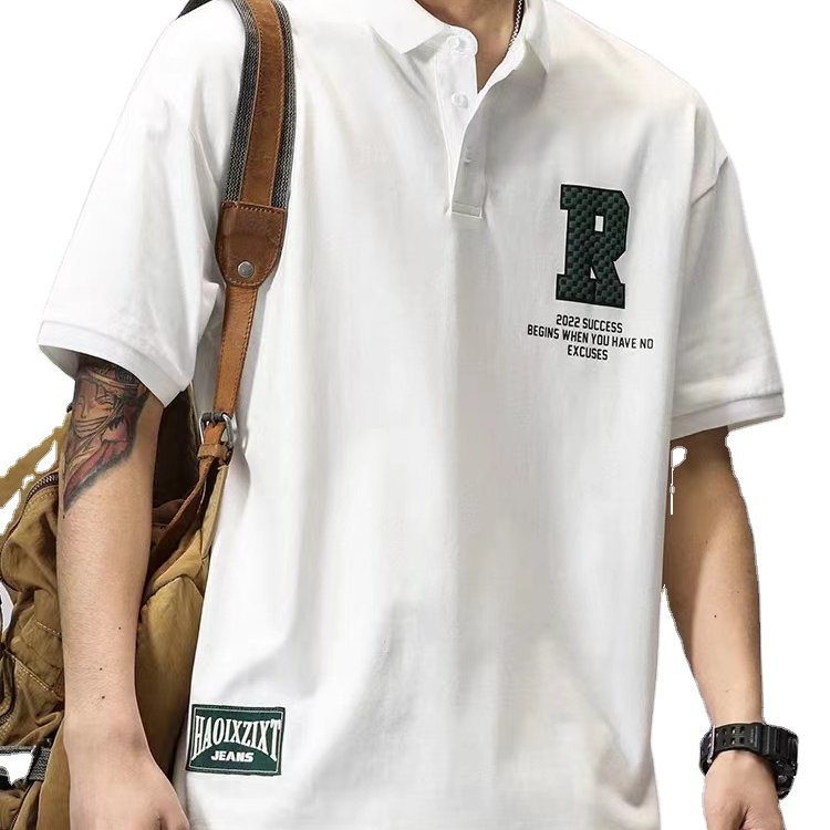 American lapel polo shirt men 2023 summer fashion brand short sleeve men's T-shirt loose casual T-shirt