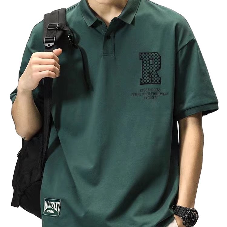 American lapel polo shirt men 2023 summer fashion brand short sleeve men's T-shirt loose casual T-shirt