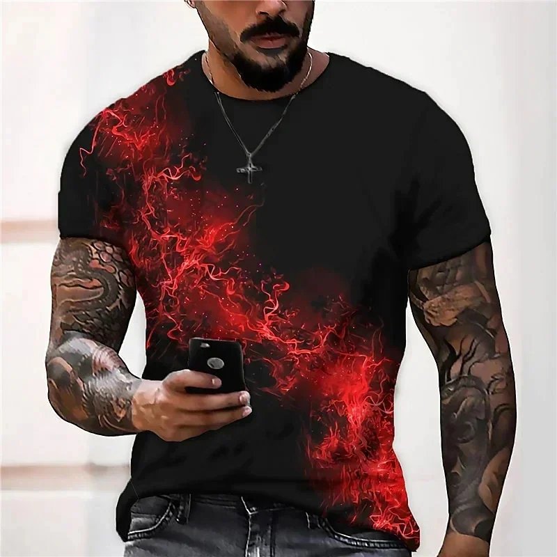 Men's Casual Summer O-Neck T-Shirt Oversized Short Sleeve Jesus Cross Print Fashionable Blank Design Knitted Fabric Clothing