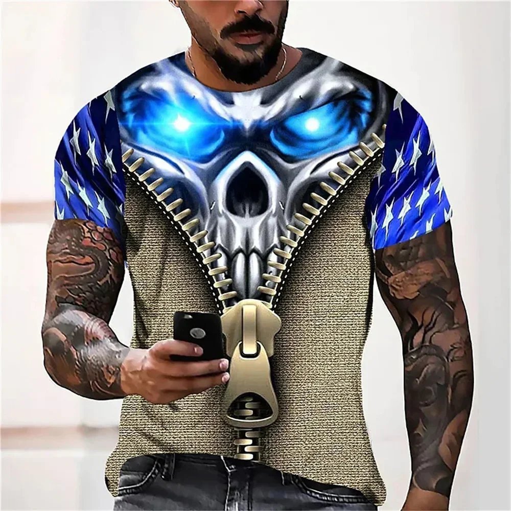 Men's Casual Summer O-Neck T-Shirt Oversized Short Sleeve Jesus Cross Print Fashionable Blank Design Knitted Fabric Clothing