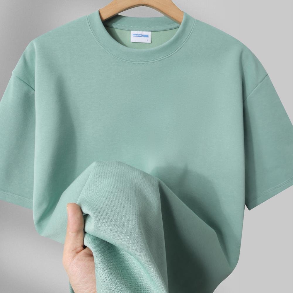 High Quality 230gsm Cotton Blank Streetwear Plain Dyed O-Neck Oversized Tshirt Custom Logo Men Plus Size Embroidery Men's TShirt