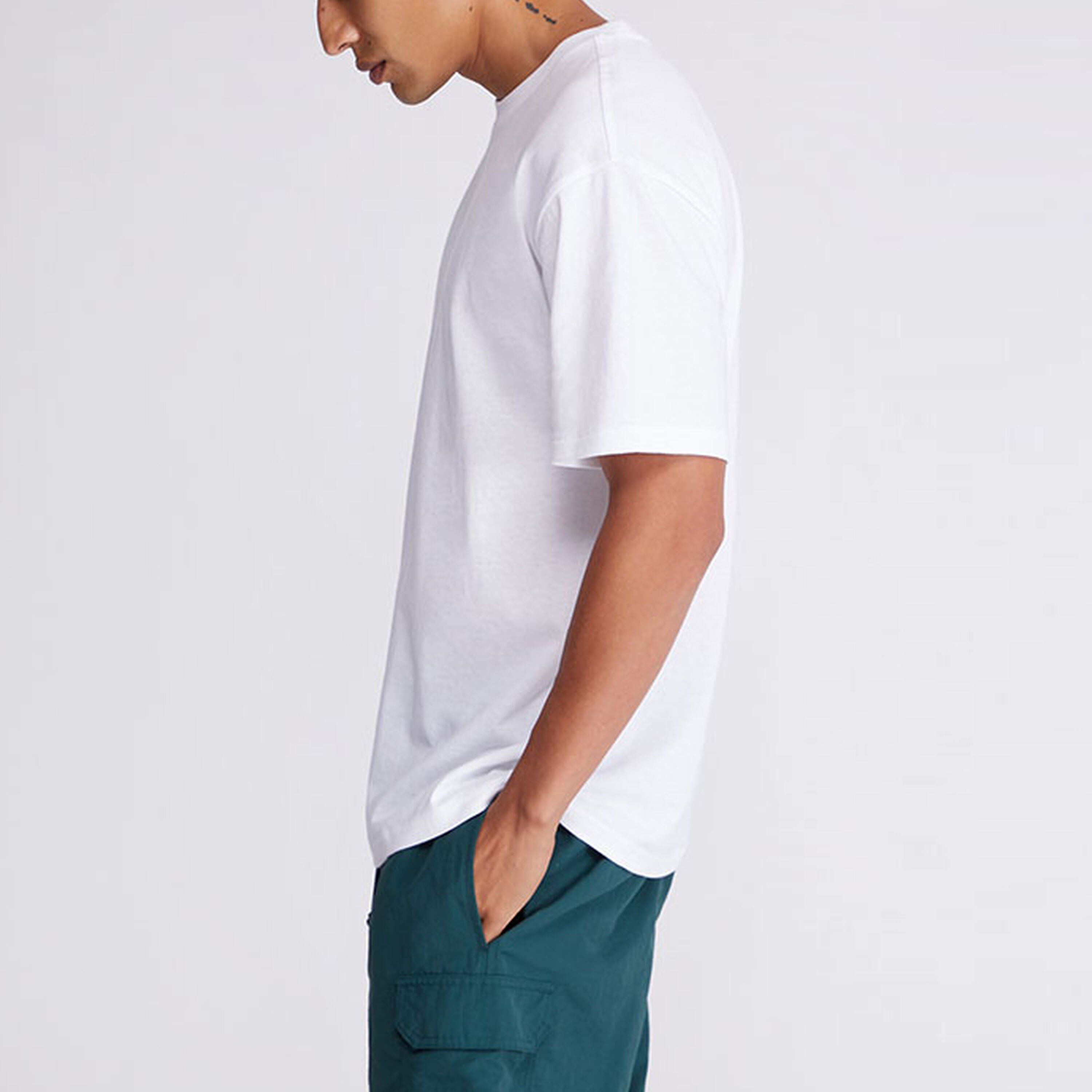 Decheng Custom Logo Men's Shirts Vintage 100% Cotton Oversized Boys Sport Plain Drop Shoulder White T-Shirts