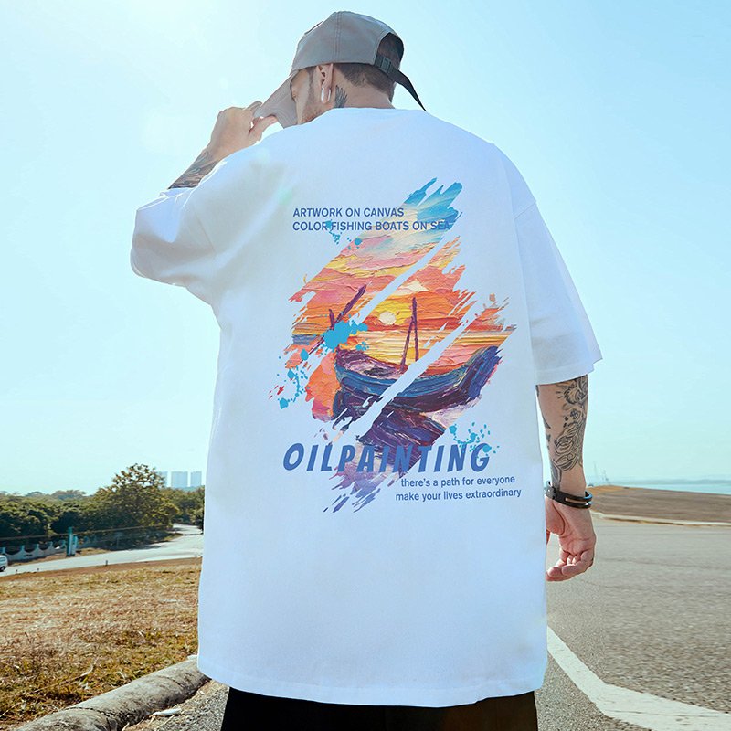 Blank Cotton Street Wear T-Shirt Oversized Drop Shoulder T-Shirt Custom High Quality Printed Heavy Duty Men's T-Shirt