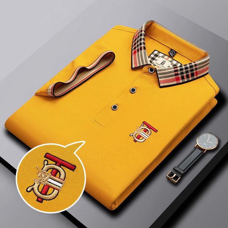 Summer Best-Selling Men's Polo Shirt Lapel Button Solid Color Men's Short-Sleeved Leisure Sports Slim Men's Clothing Shirt