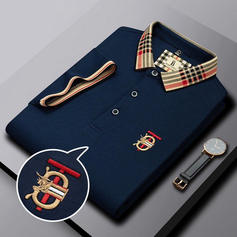 Summer Best-Selling Men's Polo Shirt Lapel Button Solid Color Men's Short-Sleeved Leisure Sports Slim Men's Clothing Shirt
