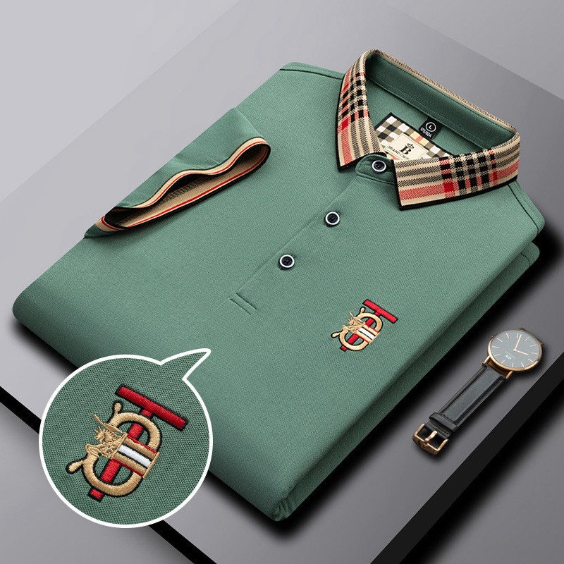 Summer Best-Selling Men's Polo Shirt Lapel Button Solid Color Men's Short-Sleeved Leisure Sports Slim Men's Clothing Shirt