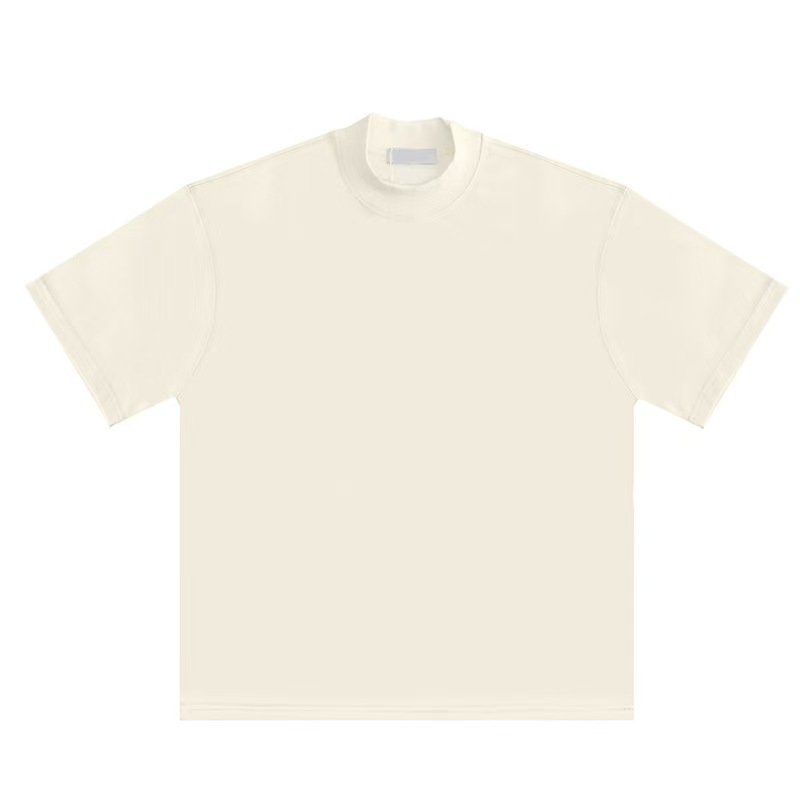 2024 New 260 Gsm Custom Logo Small O Neck 100% Cotton Blank T-shirt High Neck Drop Shoulder Heavy Cotton T shirts For Men