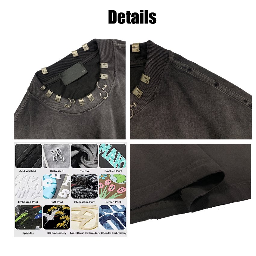 Custom Men's Heavyweight 300gsm Cotton Acid Washed T Shirt Oversized Boxy Solid Jersey Blank Design Vintage Streetwear tshirt