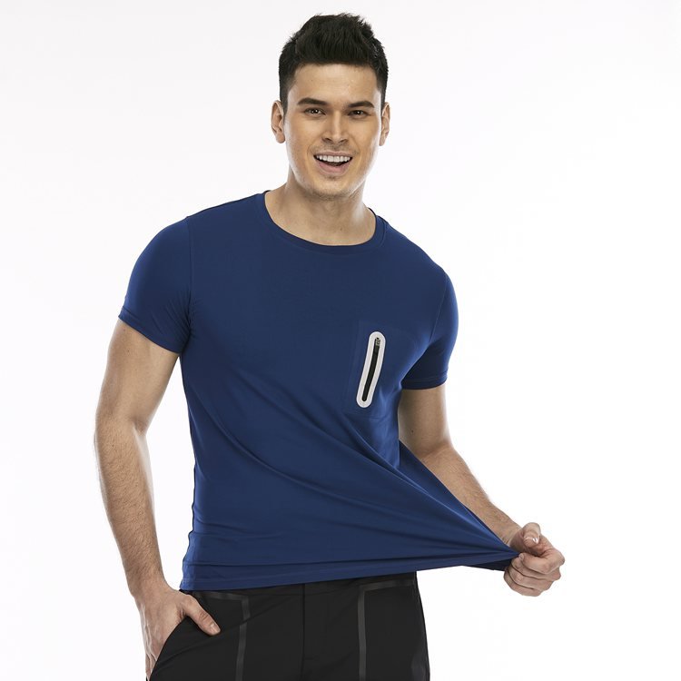 workout clothing mens zipper pocket t shirts custom plain color plus size bamboo tee shirt men's t-shirts with pocket