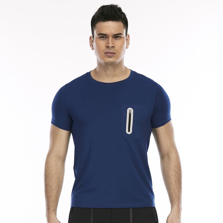 workout clothing mens zipper pocket t shirts custom plain color plus size bamboo tee shirt men's t-shirts with pocket
