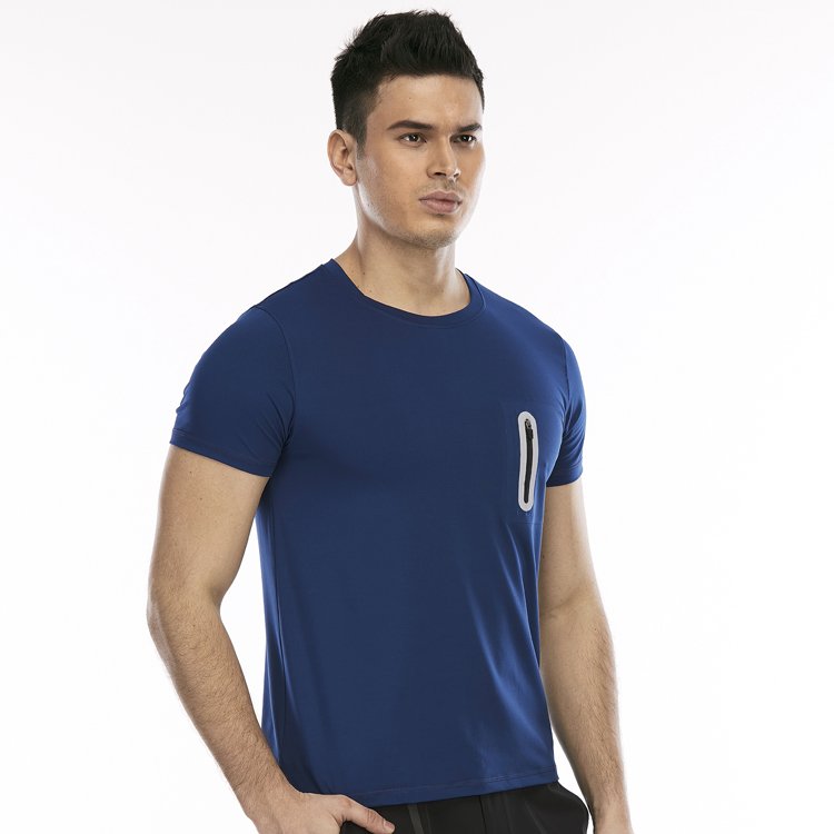 workout clothing mens zipper pocket t shirts custom plain color plus size bamboo tee shirt men's t-shirts with pocket
