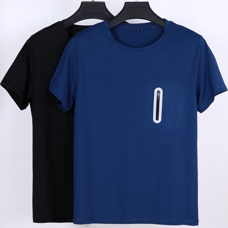 workout clothing mens zipper pocket t shirts custom plain color plus size bamboo tee shirt men's t-shirts with pocket