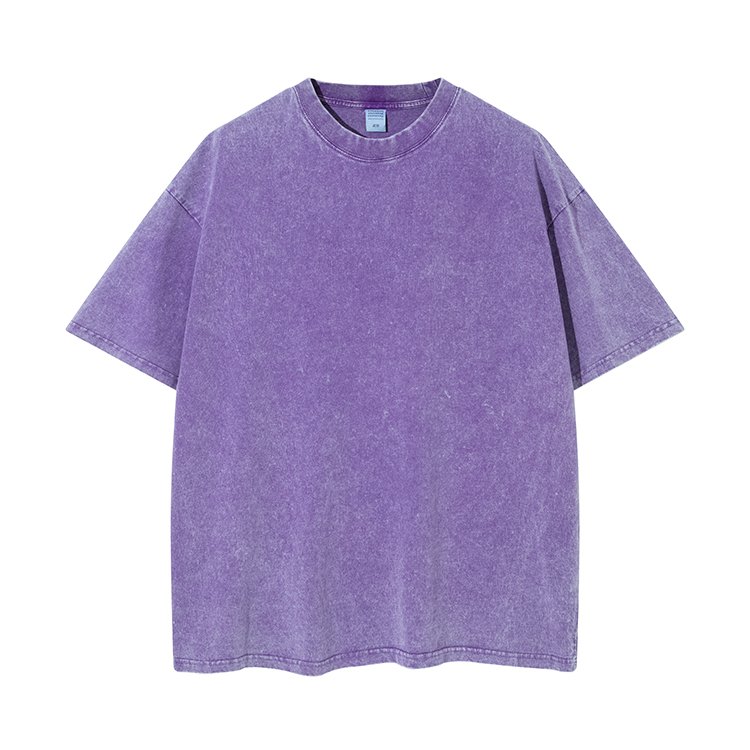 260 GSM High Quality Men's 100% Cotton Off Shoulder Oversized Zero Shrinkage Style Acid Washed Distressed Vintage Style T-shirt